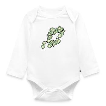 Big money flying to you for wealth and prosperity. - Organic Longsleeve Baby Bodysuit - white - Front