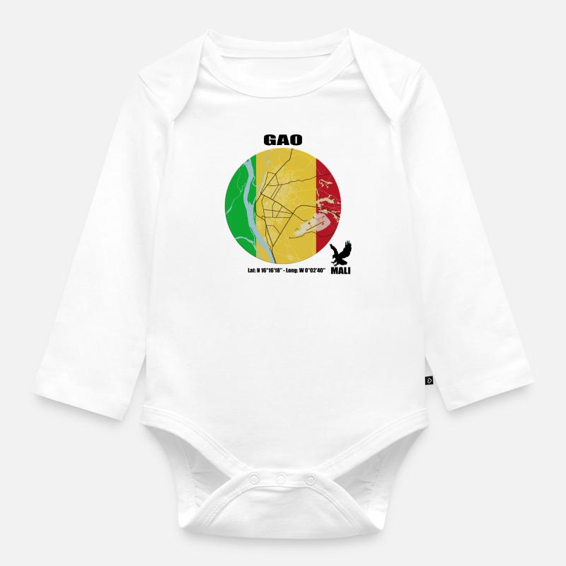 GA0, Mali - Baby Bio-Langarm-Body - Weiß