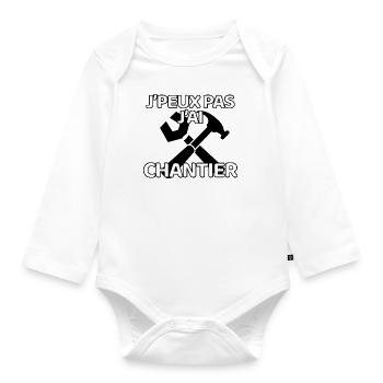 J’peux pas j’ai chantier - Body Bébé bio manches longues - blanc - Devant