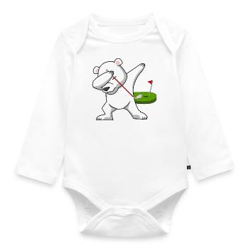 dab dabbing eisbär golf bear ballsportart polar 18 - Organic Longsleeve Baby Bodysuit - white - Front