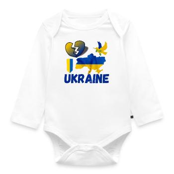Ukraine| Ich unterstütze die Ukraine - Baby Bio-Langarm-Body - Weiß - Vorne