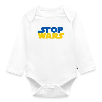 Star Stop Wars - Ich stehe an der Seite der Ukraine - Baby Bio-Langarm-Body - Weiß - Vorne