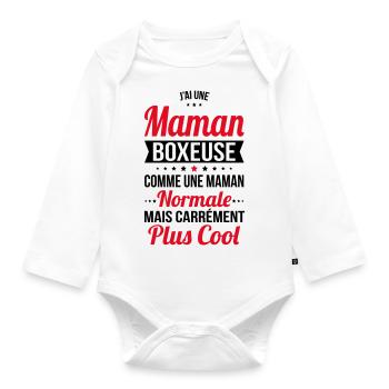 J'ai une maman boxeuse plus cool - Body Bébé bio manches longues - blanc - Devant