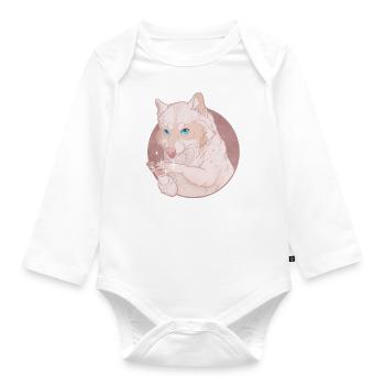 Raccoon - Brilliant! - Organic Longsleeve Baby Bodysuit - white - Front