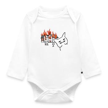 CAT BURNING A CHURCH - Organic Longsleeve Baby Bodysuit - white - Front