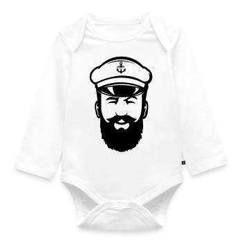 Captain - Baby Bio-Langarm-Body - Weiß - Vorne
