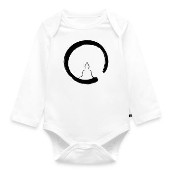 Buddha Enso Line Art - Minimalist - Organic Longsleeve Baby Bodysuit - white - Front