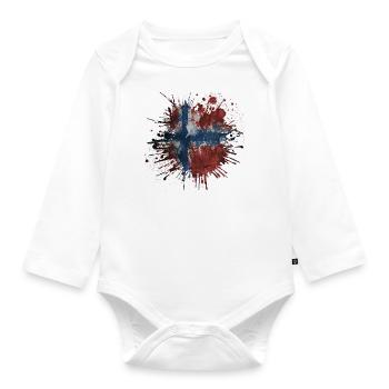Norge Norway Norden Scandinavia Viking Graffitti - Organic Longsleeve Baby Bodysuit - white - Front