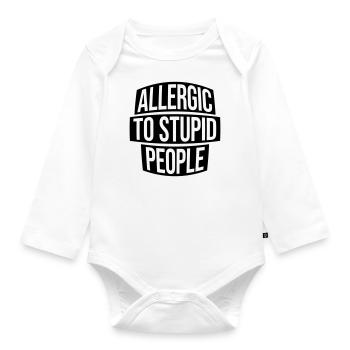 Lettering Stupid People - Organic Longsleeve Baby Bodysuit - white - Front