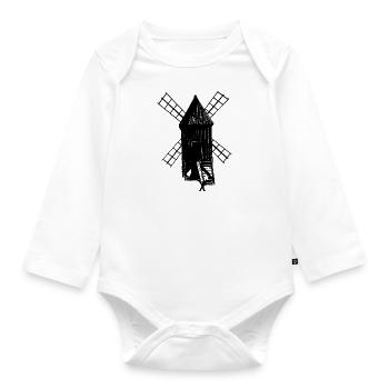 Historische Windmühle Ödland - Baby Bio-Langarm-Body - Weiß - Vorne