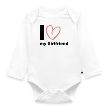 I Love my Girlfriend - Geschenkidee Freundin Girls - Baby Bio-Langarm-Body - Weiß - Vorne