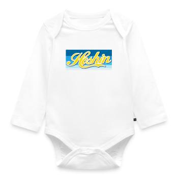 Hoshin Compass Stylish Gift - Retro Design - Baby Bio-Langarm-Body - Weiß - Vorne