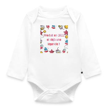 body bébé 2022 cadeau de naissance nouveaux nés - Body Bébé bio manches longues - blanc - Devant