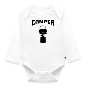 Gas cooker Camper Camping Tents Campsite - Organic Longsleeve Baby Bodysuit - white - Front