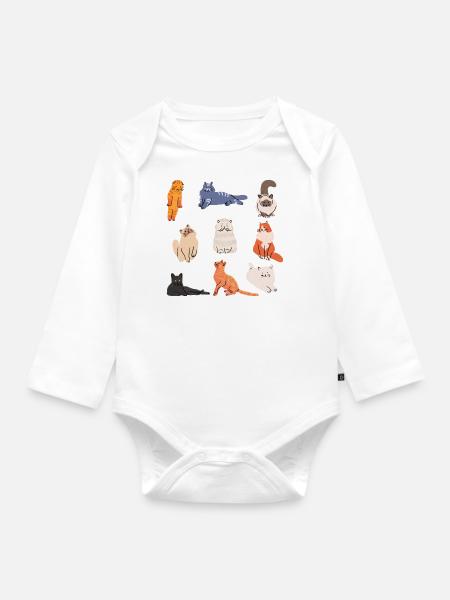 Cats - Baby Bio-Langarm-Body - Weiß