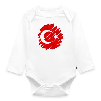 Drapeau de Turquie Utilisé Look Drapeau Turc Vintage - Body Bébé bio manches longues - blanc - Devant