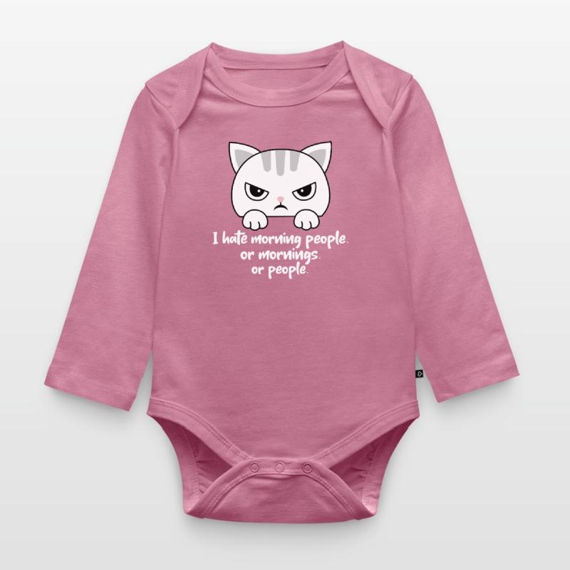 Ich hasse Morgenmenschen oder Morgen oder Menschen. Katze Baby Bio-Langarm-Body