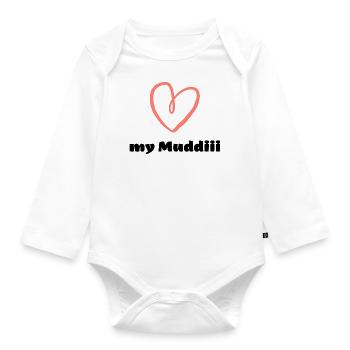 I love my Muddiii Liebe Herz Mutti auf Sächsisch - Baby Bio-Langarm-Body - Weiß - Vorne