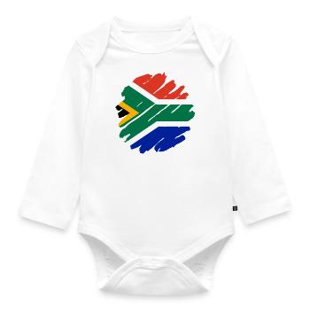 Afrique du Sud Drapeau Afrique Afrique Afrique du Sud - Body Bébé bio manches longues - blanc - Devant