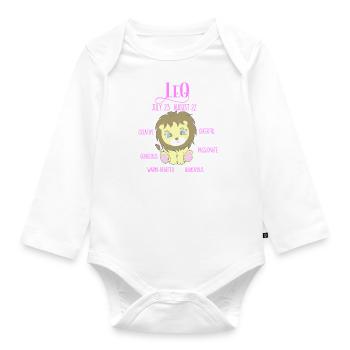 Baby lion zodiac sign for girls - Organic Longsleeve Baby Bodysuit - white - Front