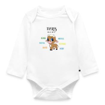 Taurus Baby Zodiac Sign for Boys - Organic Longsleeve Baby Bodysuit - white - Front