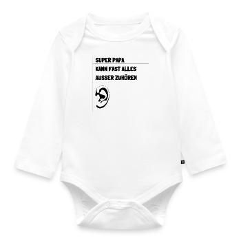 Super Papa - Baby Bio-Langarm-Body - Weiß - Vorne