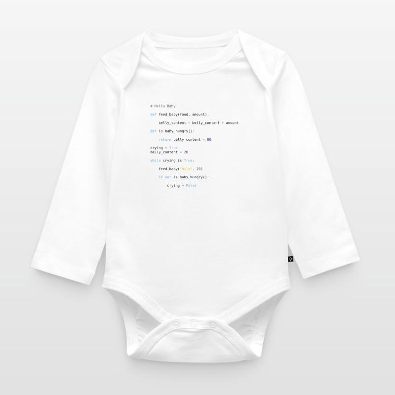 Python Code Baby Hello World Baby Programming Organic Longsleeve Baby Bodysuit