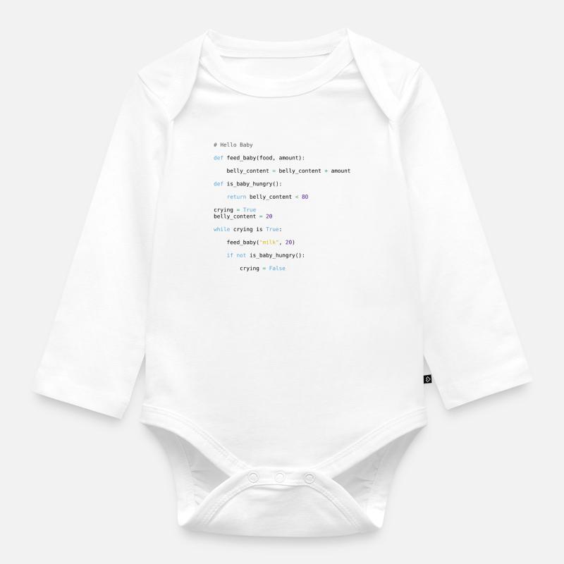 Python Code Baby Hello World Baby Programmierung - Baby Bio-Langarm-Body - Weiß
