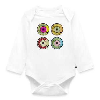 Colorful Dials Vintage Retro Phone Nostalgia - Organic Longsleeve Baby Bodysuit - white - Front