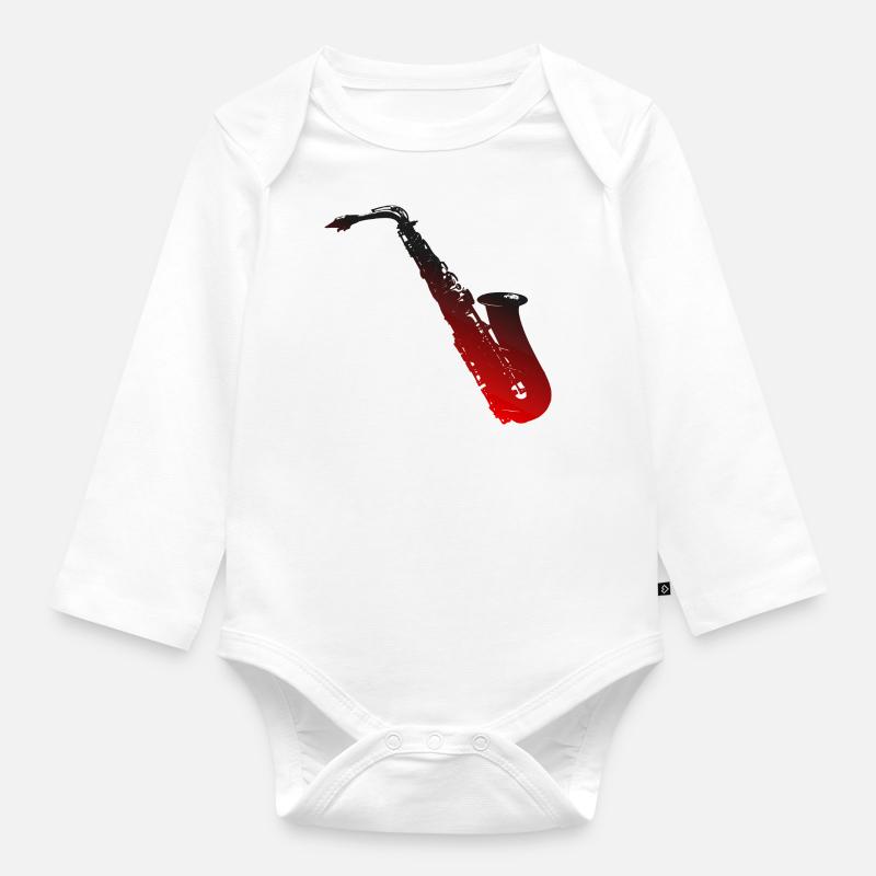 Saxophon - Baby Bio-Langarm-Body - Weiß