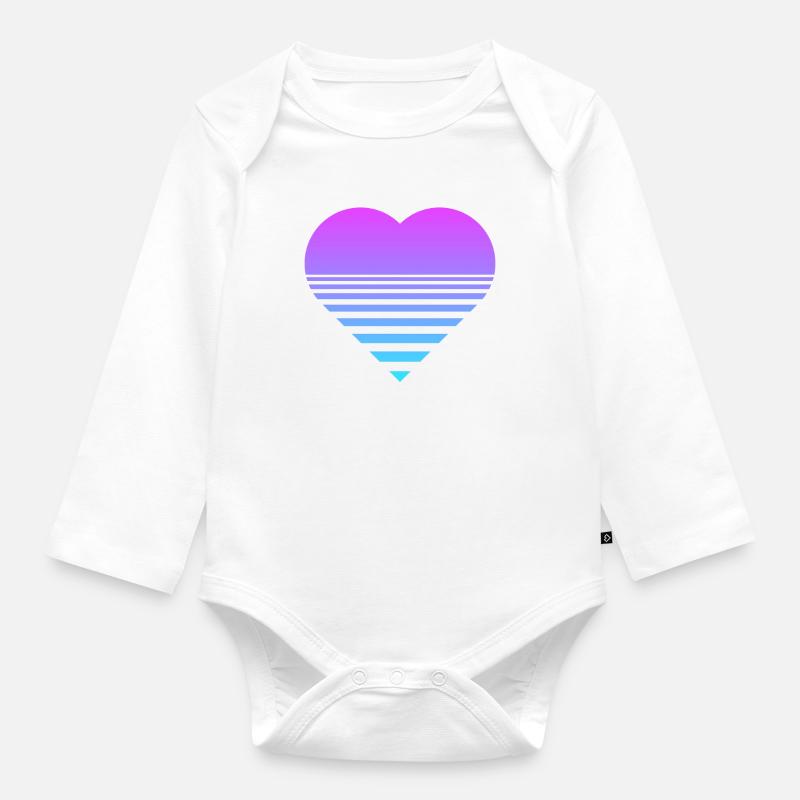 Synthwave Heart - Baby Bio-Langarm-Body - Weiß