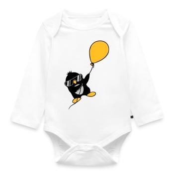 Le pingouin ballon s’envole - Body Bébé bio manches longues - blanc - Devant