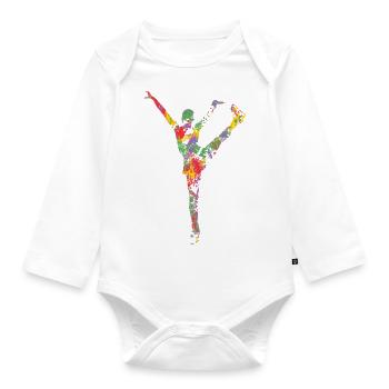 Eiskunstlauf - Baby Bio-Langarm-Body - Weiß - Vorne