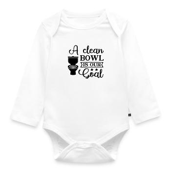 A clean Bowl is our Goal - Organic Longsleeve Baby Bodysuit - white - Front