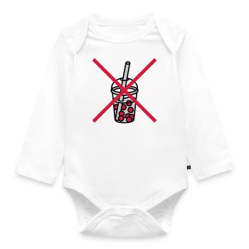 Shield Bubble Tea forbidden - Organic Longsleeve Baby Bodysuit - white - Front