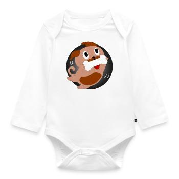 Hund mit Knochen - Baby Bio-Langarm-Body - Weiß - Vorne