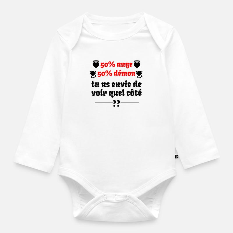 mi ange , mi démon - Body Bébé bio manches longues - blanc