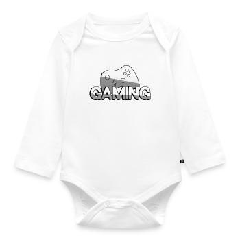 GAMING + Controller - Gaming - Baby Bio-Langarm-Body - Weiß - Vorne