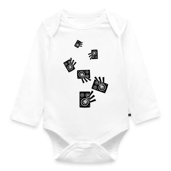 Speakers music symbol - Organic Longsleeve Baby Bodysuit - white - Front