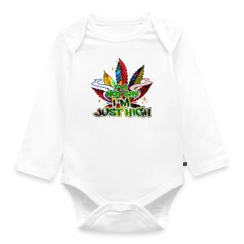 I'm not shy I'm just high Hippie Design - Organic Longsleeve Baby Bodysuit - white - Front