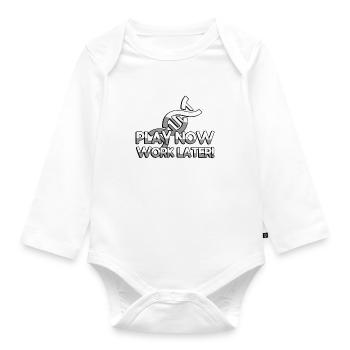 PLAY NOW WORK LATER! + DNA - Gaming - Organic Longsleeve Baby Bodysuit - white - Front
