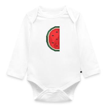 Pixel Art Melon Pattern Variant 2 - Organic Longsleeve Baby Bodysuit - white - Front