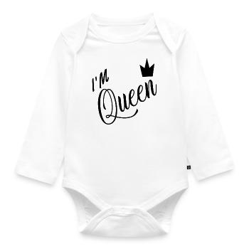 I M QUEEN - Body Bébé bio manches longues - blanc - Devant