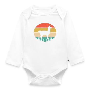 lama vintage rétro - Body Bébé bio manches longues - blanc - Devant