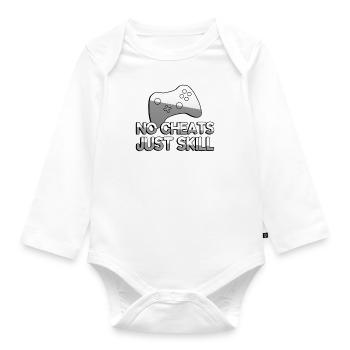 NO CHEATS JUST SKILL + Controller - Gaming - Organic Longsleeve Baby Bodysuit - white - Front