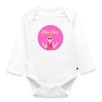 Girls are the boss - Organic Longsleeve Baby Bodysuit - white - Front