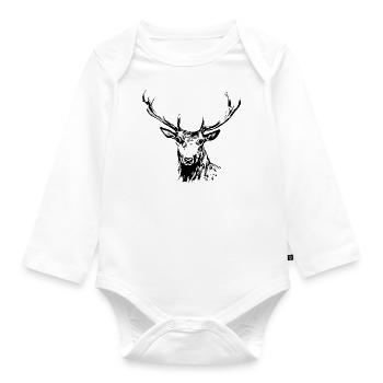 Hirsch - Baby Bio-Langarm-Body - Weiß - Vorne