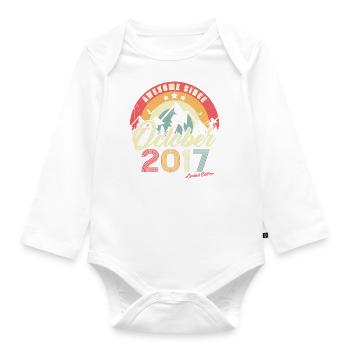 Cadeau D'anniversaire En Octobre 2017 Vintage - Body Bébé bio manches longues - blanc - Devant