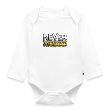 NEVER SURRENDER (Gelb) - Gaming - Baby Bio-Langarm-Body - Weiß - Vorne