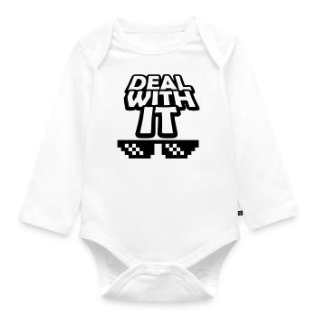 Text Deal with it - Organic Longsleeve Baby Bodysuit - white - Front